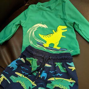 Carter"Baby Boys Swim Shirt & Trunks Set Size 6 Months Adorable